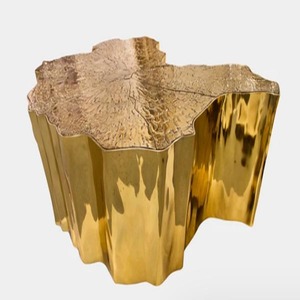 Muebles de Sala de Estar Modernos Hechos a Mano, Mesa de Centro de Metal Rústica Hecha a Mano con Borde Natural, Muebles Modernos para Sala de Estar - Product Image 4