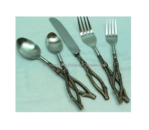Utensilios de cocina decorativos de moda, juego de cubiertos para servir, juego de cubiertos con acabado plateado de acero inoxidable, hecho a mano, personalizado - Product Image 6