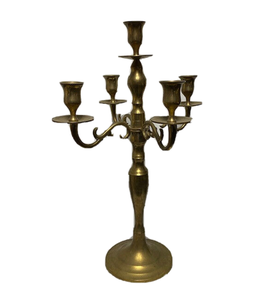 Candelabro de Aluminio Dorado de 5 Brazos, Portavelas Clásico de Metal Alto, Centro de Mesa para Bodas, Portavelas Decorativos - Product Image 1