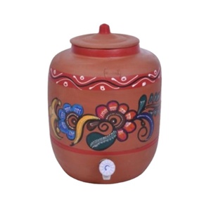 Indian Earthen Red 17L Durable Eco-Friendly <b>Clay</b> <b>Water</b> <b>Pot</b> - Product Image 1