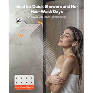 Système de douche thermostatique à effet pluie de 12 pouces à montage au plafond et ensemble de robinetterie de douche 2-en-1 avec douchette murale de 6 pouces – Accessoire - Product Image 6