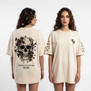 Camiseta Personalizada con Estampado de Calavera Hannya y Diseño Demoníaco en Rojo Ácido para Mujer, Estilo Japonés Oni, 230GSM, Algodón - Product Image 5