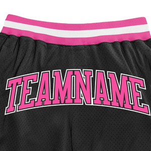 Shorts de basket-ball en maille sublimée noir et rose pour hommes, vêtements de sport légers en polyester, shorts de match d'équipe, vêtements d'entraînement de compétition - Product Image 5