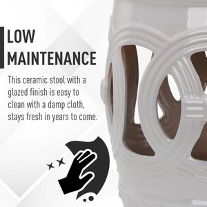 Tabouret de jardin en céramique 14'' x 17'' avec motif anneau double nœud, matériau émaillé robuste pour usage extérieur et décoratif domestique - Product Image 6