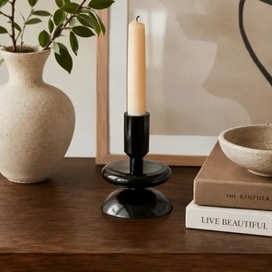 Black <b>Candlestick</b> Holder 5 Inch <b>Tall</b> Steel Geometric Design for Home Decoration Durable Finish - Product Image 4