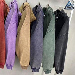 Nouveau style de sweat à capuche zippé de haute qualité, effet vintage délavé, en tissu polaire 360 g/m², coupe oversize ample, effet délavé à l'acide - Product Image 3