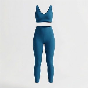 Conjunto Deportivo de Dos Piezas para Mujer, Leggings Deportivos Transpirables Sin Costuras de Cintura Alta, Sujetador Deportivo, Ropa Deportiva para Yoga y Running - Product Image 1