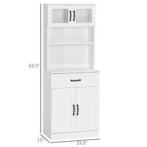 Armadio da cucina indipendente a 4 porte mobile da 63.5 pollici bianco con ripiani regolabili Hutch e Bar - Product Image 3