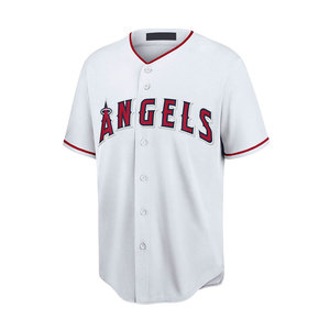 Uniforme de Béisbol Angels, Jersey Blanco de Manga Corta con Botones, Ribete Rojo, Pantalones Blancos, Tejido Transpirable, Elástico en Cuatro Direcciones, Ecológico - Product Image 3