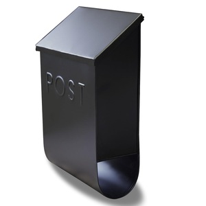 Wholesale Matte Black Wall Mount Mailbox Slanted Lid Integrated Newspaper Roll <b>Holder</b> - Product Image 1