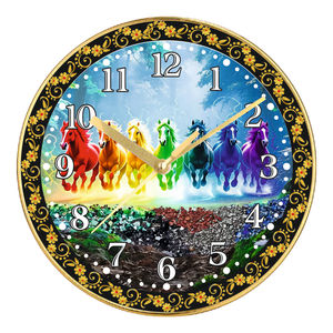 Reloj de Pared con Impresión Personalizada de Siete Caballos de Buena Suerte para Navidad y el Día de la Madre - Product Image 4