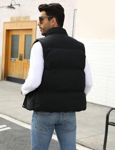 Men Winter Puffer Vest Sleeveless <b>Quilted</b> <b>Waistcoat</b> Windproof Button Closure Stand Collar Casual Outerwear - Product Image 2