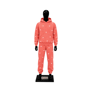 Conjunto Deportivo Personalizado con Estampado de Estrellas Rosa Coral para Hombre, Sudadera con Capucha y Pantalones Jogger, Ropa Deportiva Casual de Calle, Venta al Por Mayor - Product Image 1