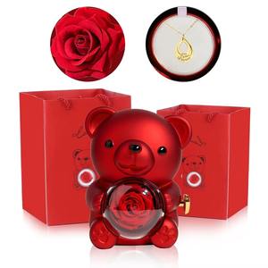Agent de Dropshipping pour Colliers Pendentifs Cœur Gravés 2026 avec Boîte Cadeau Ourson et Rose pour la Saint-Valentin - Product Image 2