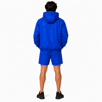 Ensemble de survêtement d'été personnalisé pour homme : coupe-vent à capuche et short, couleur unie, coupe régulière, avec cordon de serrage et poches, idéal pour la gym, haute qualité, séchage rapide