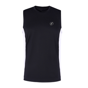 <b>Men's</b> Black <b>White</b> Color Blocked Sleeveless Tank Top O-Neck Quick Dry Sporty Fitness <b>Vest</b> Polyester Material - Product Image 3