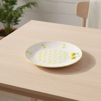 Assiette de table en porcelaine fine de qualité supérieure 3460986B-25 NOUVELLE, motif citron jaune et spirale