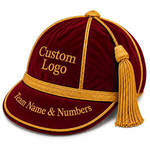 Casquette de cérémonie en velours avec logo personnalisé, casquette d'honneur en velours pour le sport, casquette d'honneur en velours pour équipe, casquettes à bordure tressée - Product Image 1