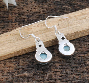 Natural Larimar and Red Garnet <b>Earrings</b> 925 <b>Sterling</b> <b>Silver</b> Larimar <b>Drop</b> <b>Earrings</b> Wholesale Jewelry Manufacturer - Product Image 3