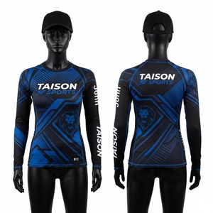 Unisex BJJ Rash Guard 240g Polyester/Nylon <b>Compression</b> <b>Shirt</b> Other Print Blue <b>Black</b> Long Sleeve Top Gear Anti-UV Eco-Friendly - Product Image 1