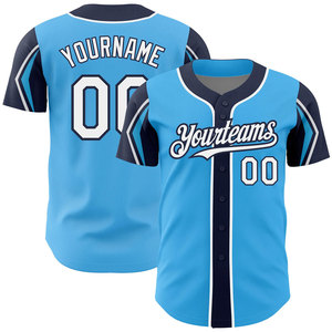 Op maat gemaakt honkbalshirt voor heren, bedrukt met hittetransfer, V-hals, korte mouwen, grote maten, aangepaste teamnamen/nummers, 100% polyester - Product Image 1
