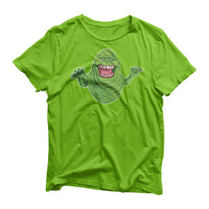 Green <b>Men's</b> Short Sleeve T-<b>Shirt</b> with Slimer Character Print Casual Cotton Breathable Front Logo Summer Style 140g Knitted - Product Image 1