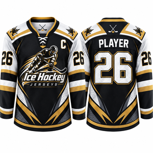 Maillot de hockey sur glace personnalisé, sublimé, col en V, manches longues, joueur 26, évacuation de l'humidité, adulte, unisexe, toutes saisons - Product Image 3