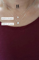 Collar con Colgante de Diamante Solitario en Oro de 14K con Certificado IGI |   Colgante Flotante con Diamante Cultivado en Laboratorio, Corte Brillante Redondo, para Mujer |   W