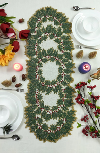 Elegante Camino de Mesa de Algodón Ecológico de Primera Calidad con Cuentas y Bordado, Diseño Personalizado con Cuentas para Decoración de Festivales y Eventos - Product Image 2
