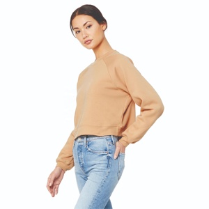 Cropped <b>Crewneck</b> Sweatshirt Heavyweight Fleece Raglan Sleeve Cropped Pullover Casual Activewear Unisex Wholesale - Product Image 2