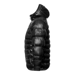 OEM Wholesale Men's <b>Hooded</b> Puffer Jacket Black Down Filled Windproof Casual Winter <b>Coat</b> <b>with</b> Zipper Closure Regular Fit - Product Image 5
