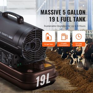 Stufa Portatile a Cherosene ad Alta Efficienza Energetica 70000 BTU con Termostato e Serbatoio da 5 Galloni per Uso in Garage - Product Image 5