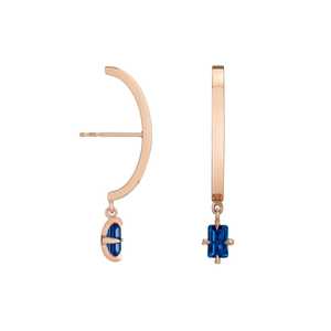 <b>Emerald</b> Diamond Dangle Arc <b>Stud</b> <b>Earrings</b> 21mm Modern Sculptural Minimalist Geometric Drop <b>Earrings</b> 14K 18K Solid Gold Wholesale - Product Image 3