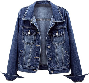 Veste en jean pour femme, veste décontractée pour femme, veste d'automne, veste en jean à fermeture éclair, veste en jean oversize pour femmes de haute qualité - Product Image 3