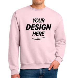 Men's Light <b>Pink</b> Crew Neck <b>Sweatshirt</b> Regular Fit Cotton Knitted Pullover Casual Autumn Wear Solid Color Sweater - Product Image 1