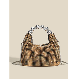 Bolso de mano con cuentas, adornado con pedrería, bolso de hombro moderno y versátil para mujer, bolso cruzado, bolso de noche. - Product Image 2
