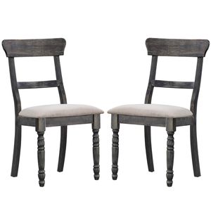 Set di 2 sedie da pranzo marrone chiaro e grigio anticato con cuscino imbottito - Product Image 1