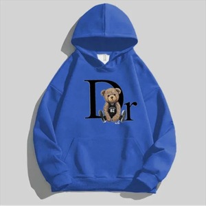 Sweat-shirt à capuche crème pour femme avec imprimé ours et lettres, manches longues, tricoté, décontracté, pour l'automne - Product Image 5