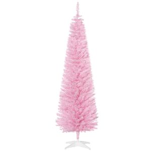 6FT Pink PVC Artificial Pencil Christmas <b>Tree</b> with 390 Realistic Branch Tips Slim Indoor Xmas <b>Tree</b> and <b>Plastic</b> Stand Decorated - Product Image 1