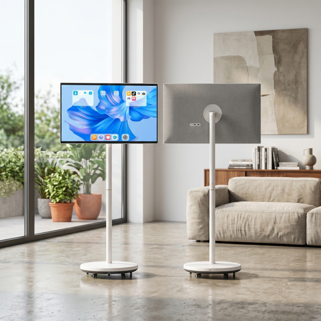 Home Gym Movable Monitor 24 27 32 Inch Vertical Touch Screen Portable Display Smart Workout Yoga Stand Fitness LCD Kiosk