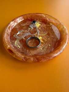Luxury Round Epoxy Resin Tray with Amber Marble Effect – Handmade Decorative Serving & Organizer Tray for Modern Home <b>D</b>écor - Product Image 3