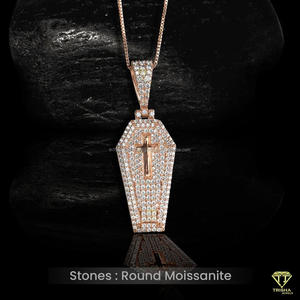 Custom Hip Hop Coffin Cross Pendant With Moissanite Diamonds Luxury Rose Gold Pendant Necklace For Fashion Lovers - Product Image 4