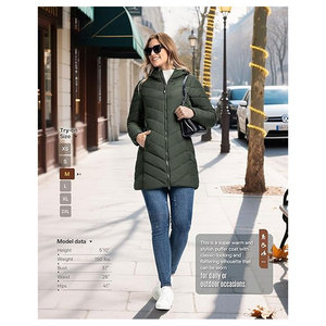 เสื้อโค้ทผู้หญิงแบบยาวมีฮู้ด น้ำหนักเบา บุใยฉนวนกันหนาว ทรงเข้ารูป ทันสมัย เหมาะสำหรับอากาศหนาว - Product Image 6