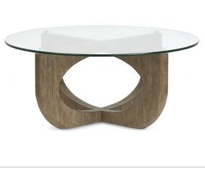 Mesa de centro moderna minimalista de madera con tapa de cristal para sala de estar, hostelería, hotel, bar, restaurante y villa - Product Image 3