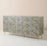 Armoires de salon de style européen, commode de haute qualité en incrustation d'os, bois de manguier de luxe en provenance d'Inde pour une utilisation à la maison et en cuisine