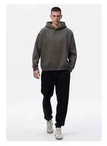 Sweat-shirt à capuche noir pour homme, en molleton doux, polyester/coton, lavé, style streetwear décontracté, vêtements chauds pour l'hiver - Product Image 3