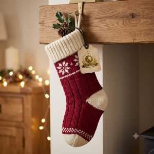 Chaussette de Noël en tricot vert forêt, motif sapin et flocon de neige, à suspendre au foyer, sac cadeau pour les fêtes de famille - Product Image 6