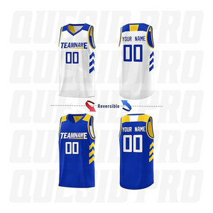 เสื้อบาสเก็ตบอลคุณภาพสูง ดีไซน์ทันสมัย คอลเลคชั่นฤดูร้อน เสื้อบาสเก็ตบอลผู้ชาย ชุดกีฬา รับผลิตแบบ OEM แบรนด์ของคุณเอง เสื้อแบบกลับด้านได้ - Product Image 2