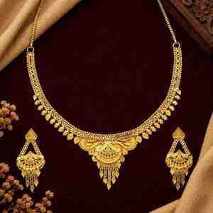 Wholesale Brass 14K18K24K Dye Gold Plated <b>Bridal</b> Short Fashion Necklaces Festive Wear Jewelry Set Traditional Design Jewelry Set - Product Image 2