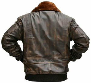 <b>Men</b> <b>Genuine</b> <b>Leather</b> A2 Bomber <b>Jacket</b> Brown Distressed Aviator Pilot Flight <b>Jacket</b> - Product Image 2